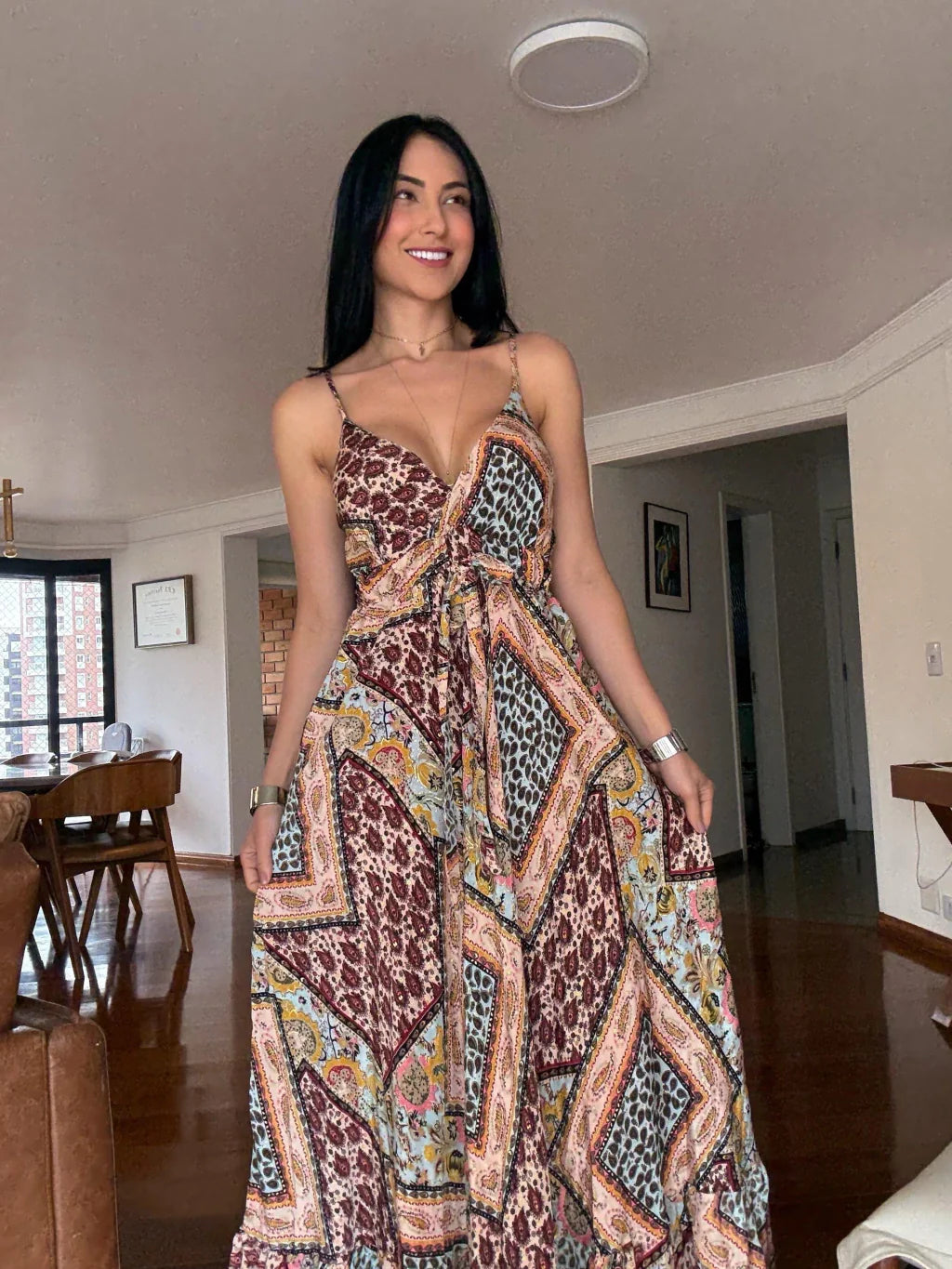 VESTIDO EM VISCOSE LONGO LORENNA