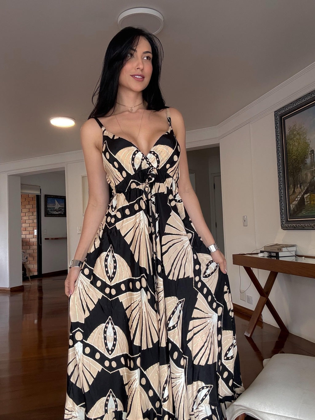 VESTIDO EM VISCOSE LONGO AMANDA PRETO