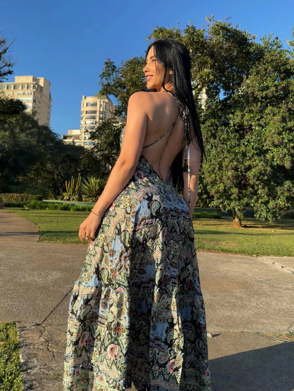 VESTIDO EM VISCOSE LONGO LAVÍNIA