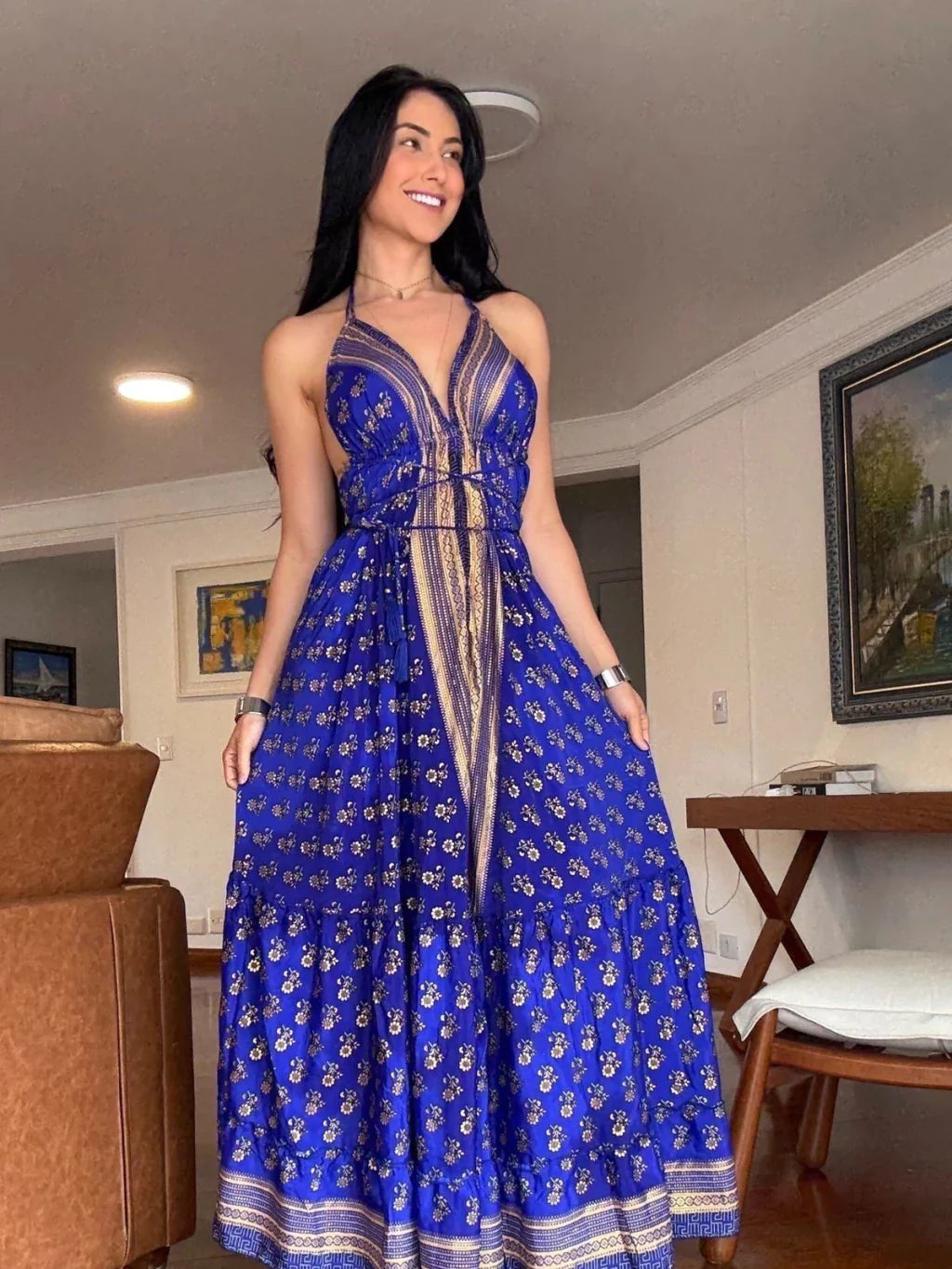 VESTIDO EM VISCOSE LONGO LUA
