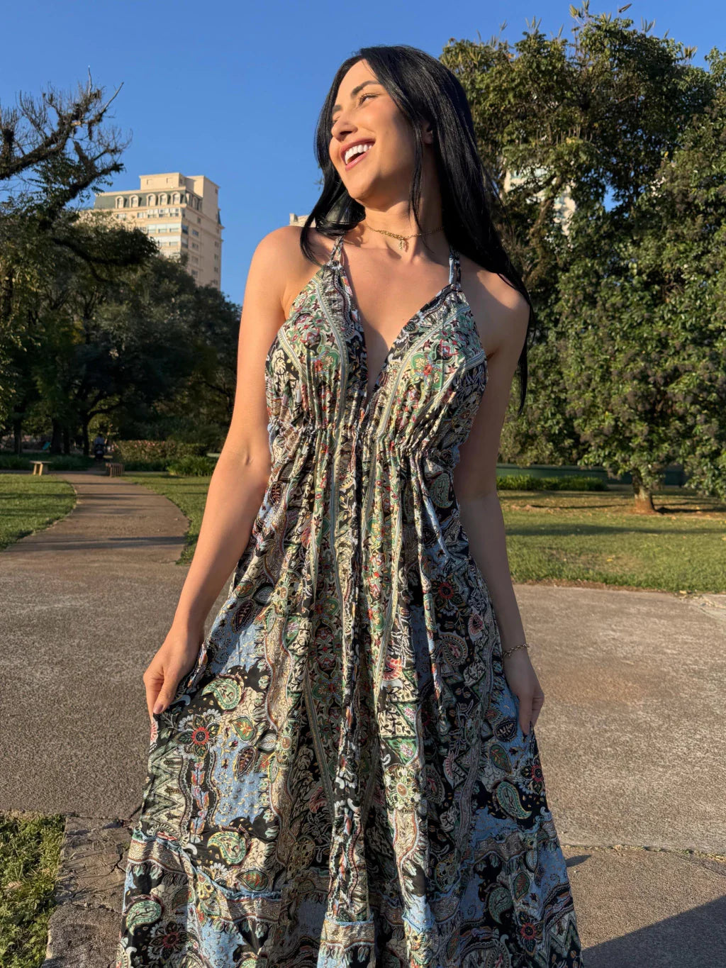 VESTIDO EM VISCOSE LONGO LAVÍNIA