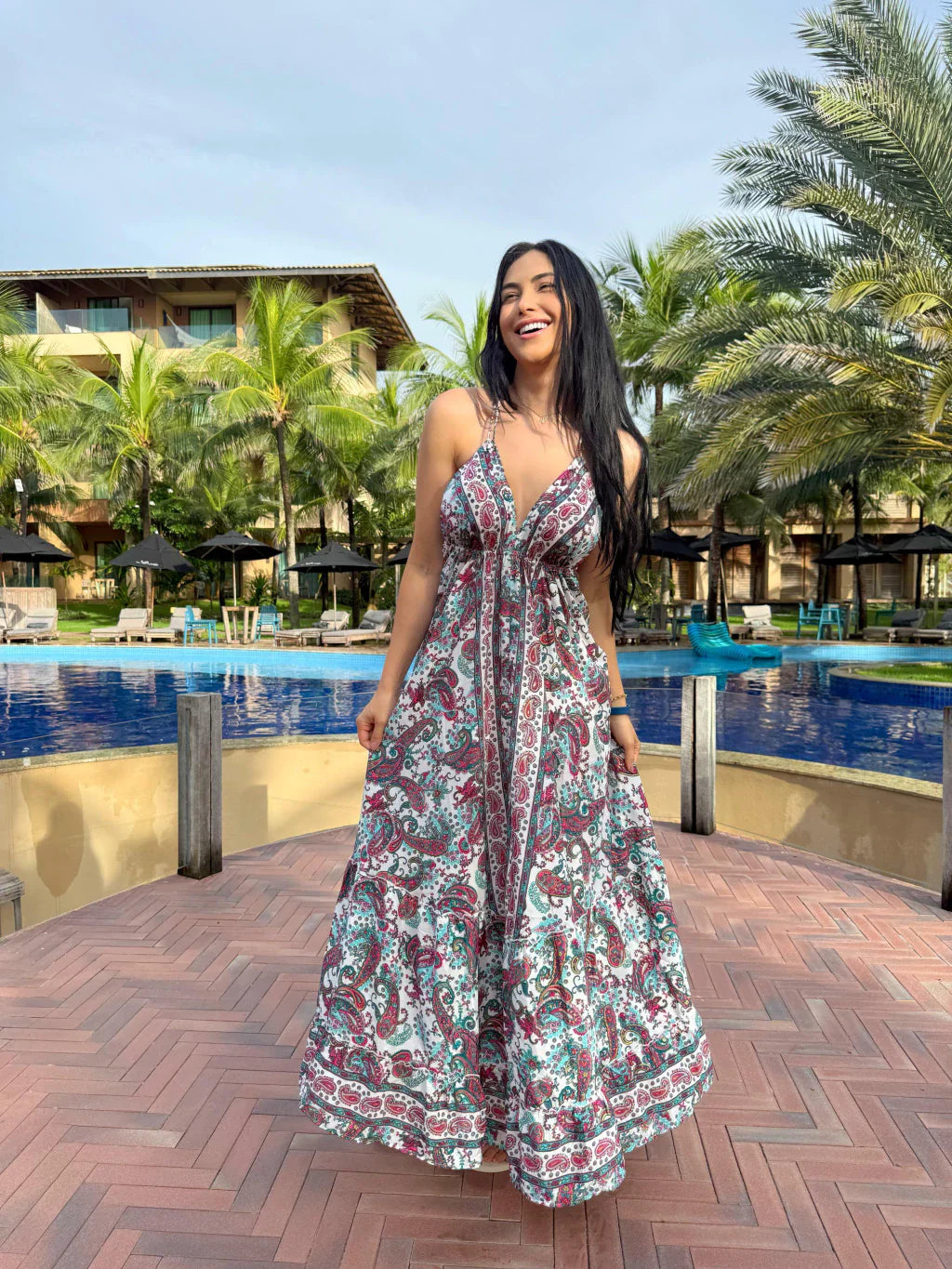 VESTIDO EM VISCOSE LONGO GIULIA VERDE