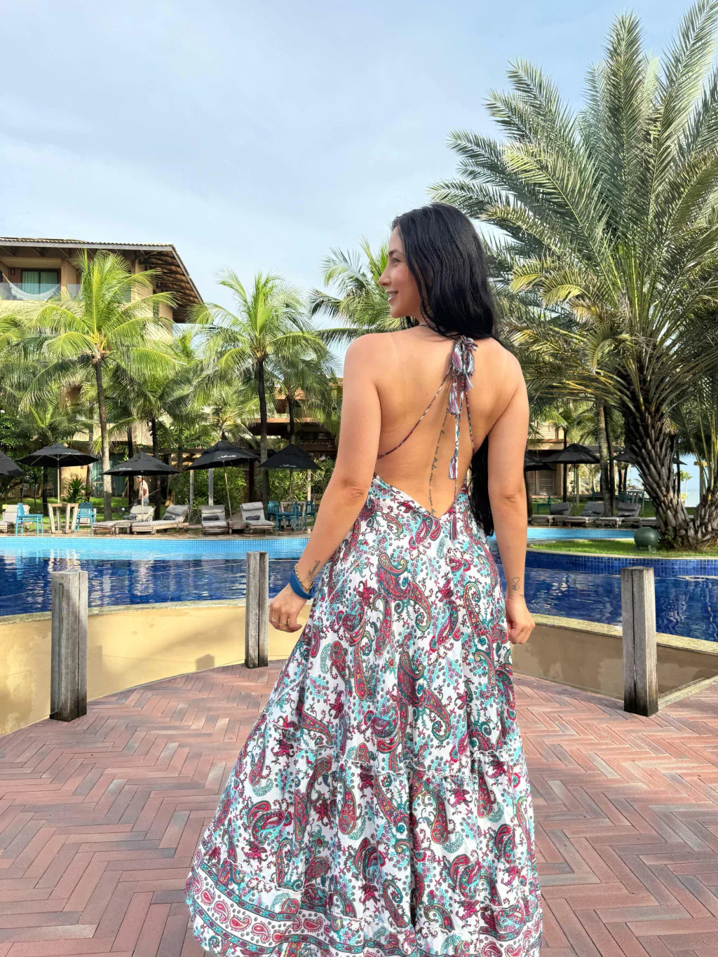VESTIDO EM VISCOSE LONGO GIULIA VERDE