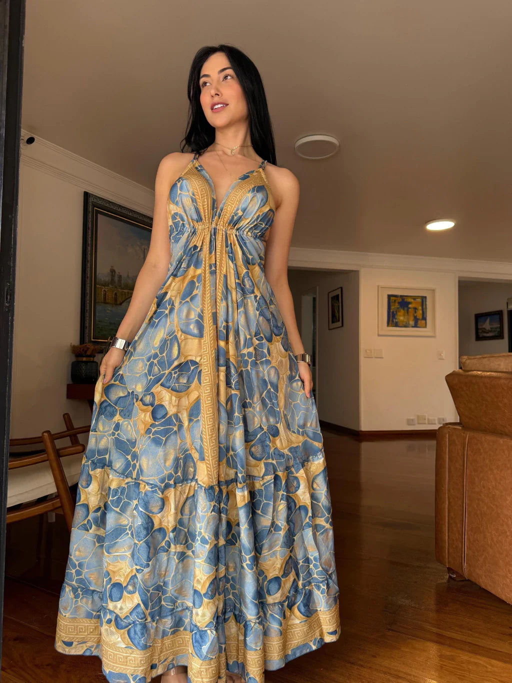VESTIDO EM VISCOSE LONGO LÍVIA