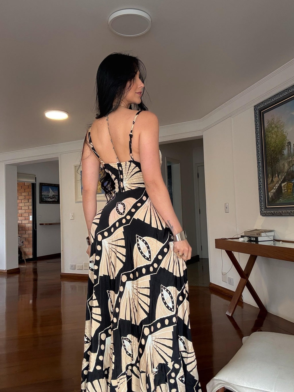 VESTIDO EM VISCOSE LONGO AMANDA PRETO