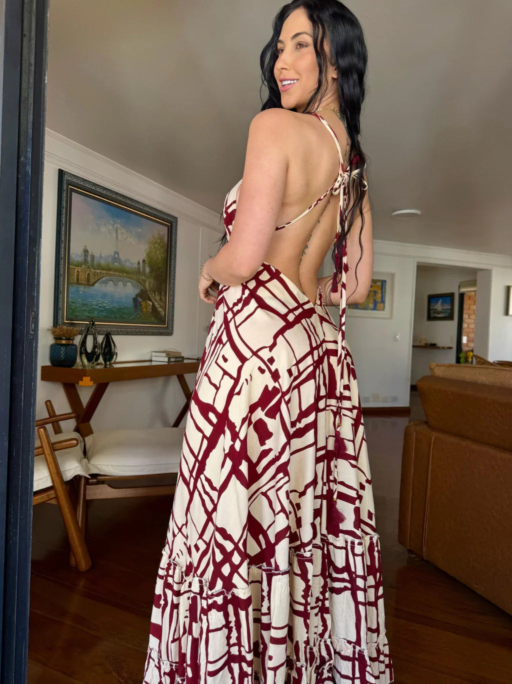 VESTIDO EM VISCOSE LONGO ANA VERMELHO