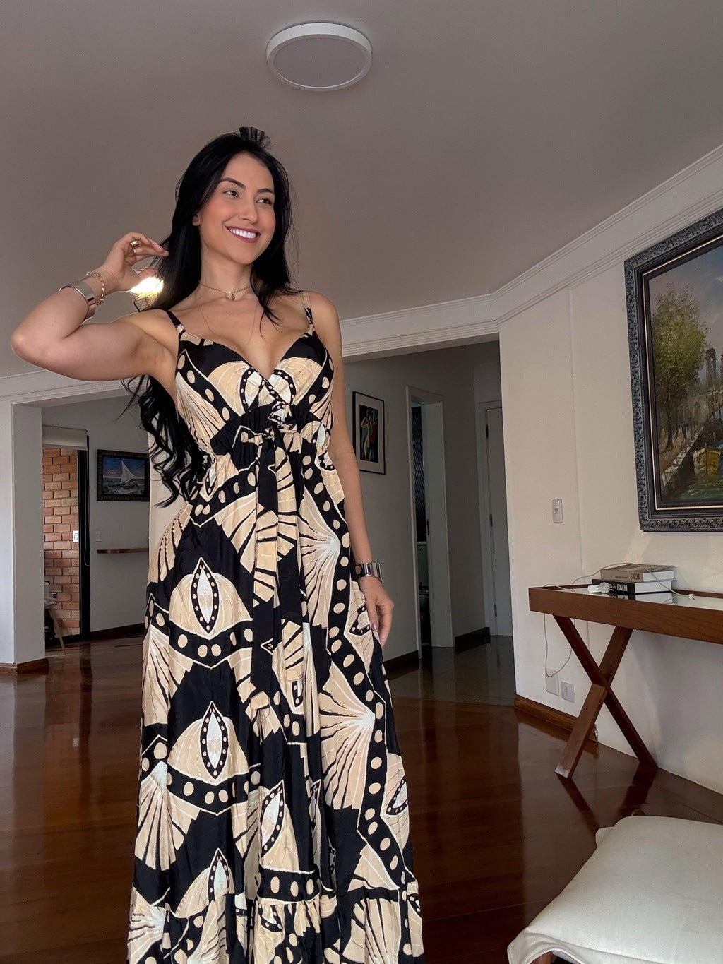 VESTIDO EM VISCOSE LONGO AMANDA PRETO