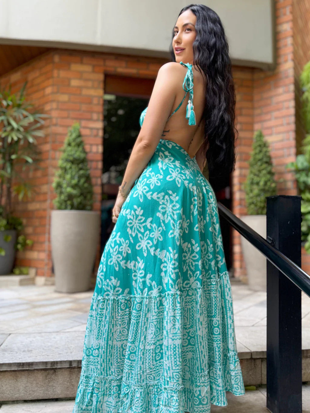 VESTIDO EM VISCOSE LONGO BIANCA VERDE