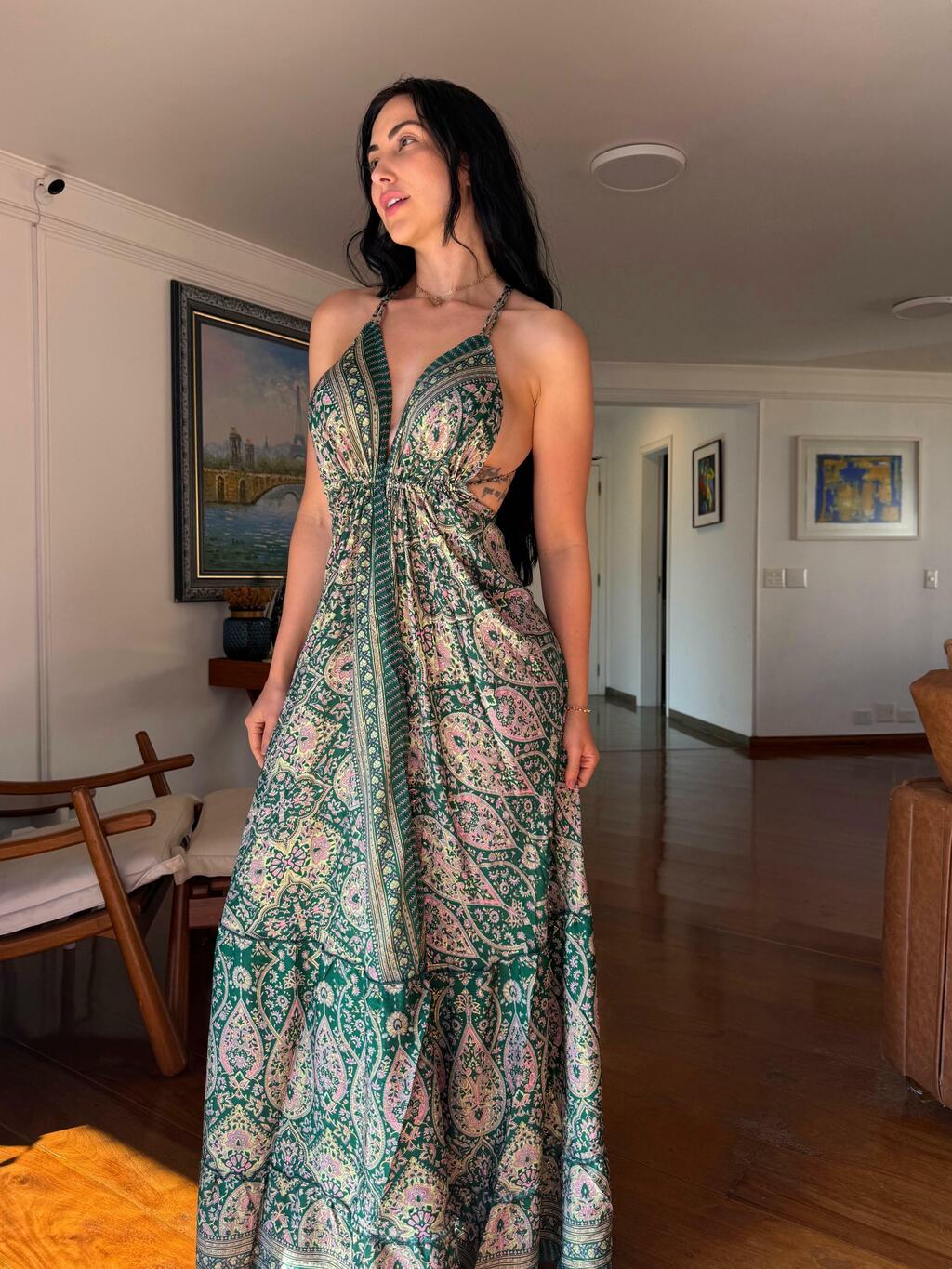 VESTIDO EM VISCOSE LONGO AMÉLIA